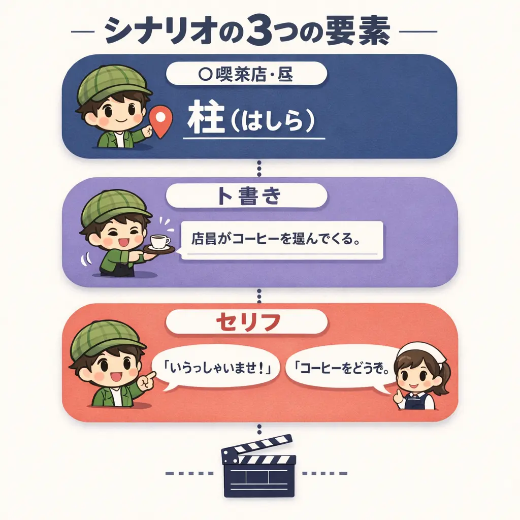 シナリオを構成する3つの基本要素 - 映画・ドラマ シナリオとは
